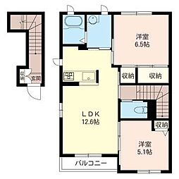 エストグレイス壱番館 2LDKの間取図画像