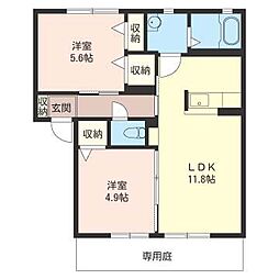 アトリオB 2LDKの間取図画像