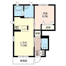 プレジール若葉 1LDKの間取図画像