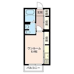 アスティオンM ワンルームの間取図画像