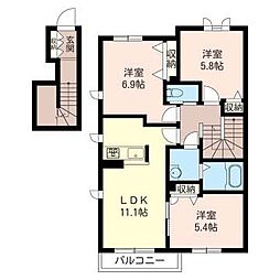 クレセール 3LDKの間取図画像
