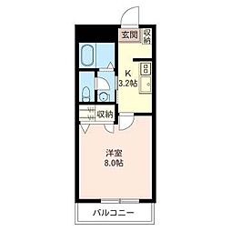 レイクルイーズ 1Kの間取図画像