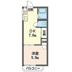旭町ハイツ 1DKの間取図画像