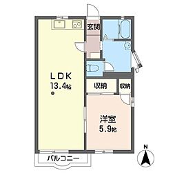 フラット上青木 1LDKの間取図画像
