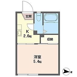 くろがねハイツ 1Kの間取図画像