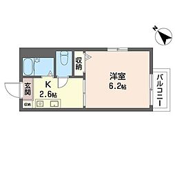 エントピア蕨 1Kの間取図画像
