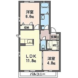 エレガンスガーデンB 2LDKの間取図画像
