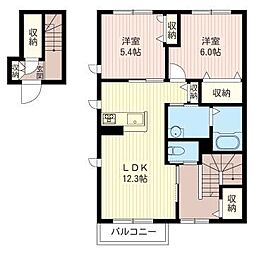 エスポワールB 2LDKの間取図画像