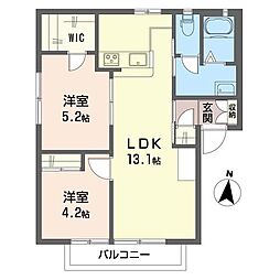 ペアビレッジB 2LDKの間取図画像