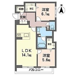 グランディール 2LDKの間取図画像