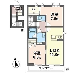 ソラーレ東大宮 2LDKの間取図画像