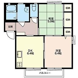 クレスト・コート2 2DKの間取図画像