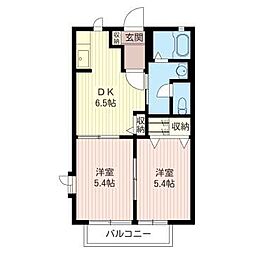 グリーンフローラルB 2DKの間取図画像