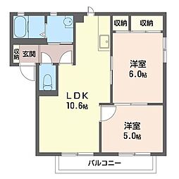レッチワースハイツC 2LDKの間取図画像