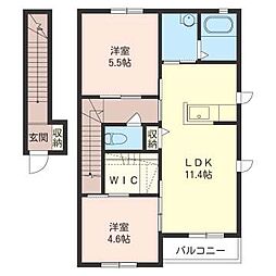 チュイルC 2LDKの間取図画像
