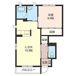 カーサToyaA 1LDKの間取図画像