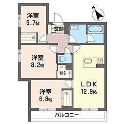 トラストメゾンしらぎく 3階3LDKの間取り