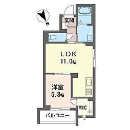 シティホームズX 2階1LDKの間取り