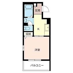 モエムマンション 1Kの間取図画像