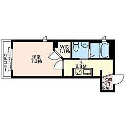 センゲングレイスコート 1Kの間取図画像
