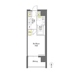 プライムメゾン錦糸町 1Kの間取図画像