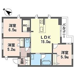 ヴァレンズ・フロレ 3階3LDKの間取り