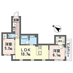 ヴァレンズ・フロレ 2LDKの間取図画像