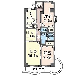 マストコート津田沼 2SLDKの間取図画像