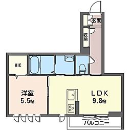 アリエッティ 1LDKの間取図画像
