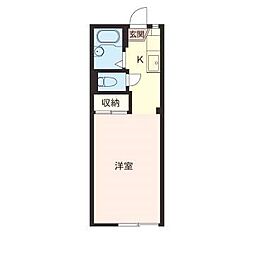 クワイエットカーサB ワンルームの間取図画像