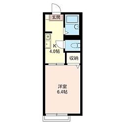 エスペランサ2 1Kの間取図画像