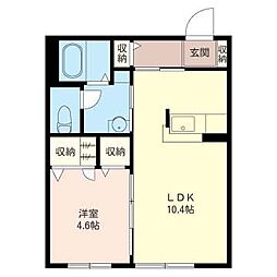 ウィスカー・ヴィレッジ 1LDKの間取図画像