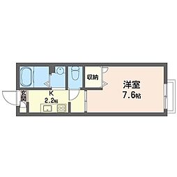 クレスト律 1Kの間取図画像