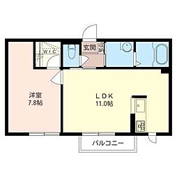 ル・サンク　Ａ棟 1階1LDKの間取り