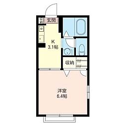 セブンスクエア 1Kの間取図画像