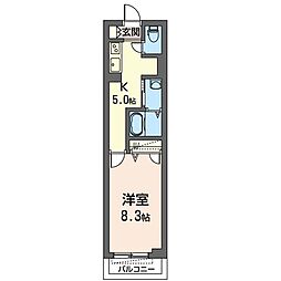 バシレウス 1Kの間取図画像