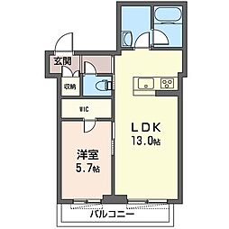 ウェスタリア桜華 1LDKの間取図画像