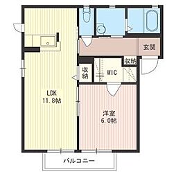 サニーフラットフジB 1LDKの間取図画像