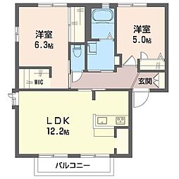 シャルマン壱番館 2LDKの間取図画像