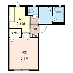 マルベリー高根 1階1Kの間取り