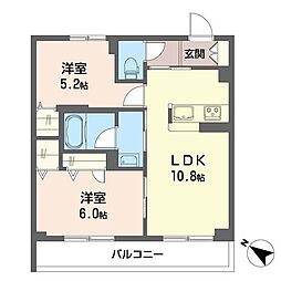 シャトル 2LDKの間取図画像