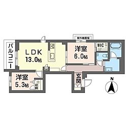 フルリアージュ 2LDKの間取図画像