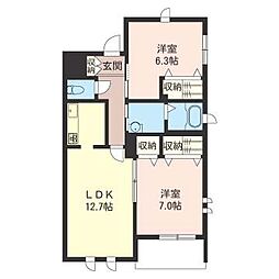 ラフェスタ桜ヶ丘 2LDKの間取図画像