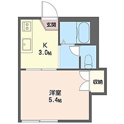 コーポエレガンスB 1Kの間取図画像
