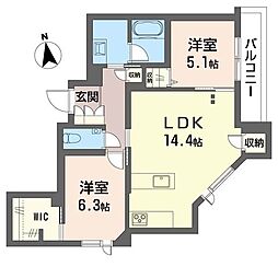 エーゲリア 2LDKの間取図画像