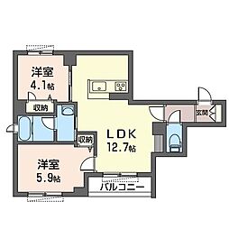 STソシア 2LDKの間取図画像