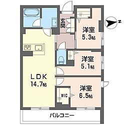 グランリオル 3LDKの間取図画像