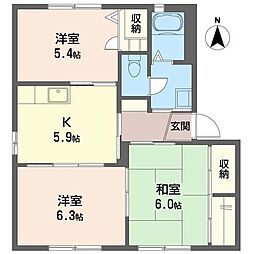 シャーメゾン功刀B 3Kの間取図画像