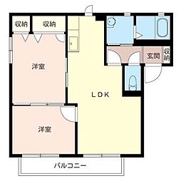 シャーメゾンオリゾンC 2LDKの間取図画像