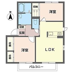 シャーメゾンエウテルペA 2LDKの間取図画像